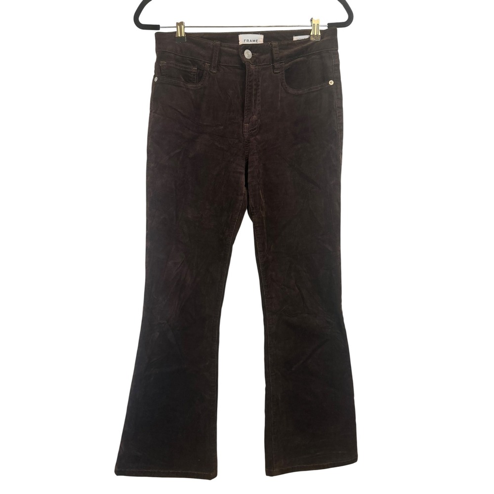 Frame Le Crop Mini Boot Corduroy Pants Brown High Rise Size 28